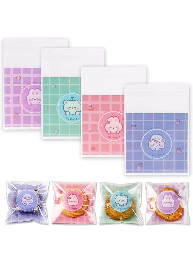 AoMige 100pcs Self Adhesive Cookie Bags - Perfect for Gifting Cookies, Candies, Chocolates, and Baked Goods - Cute Cellophane Treat Bags - Gift Bag for any Occasion - Image 1
